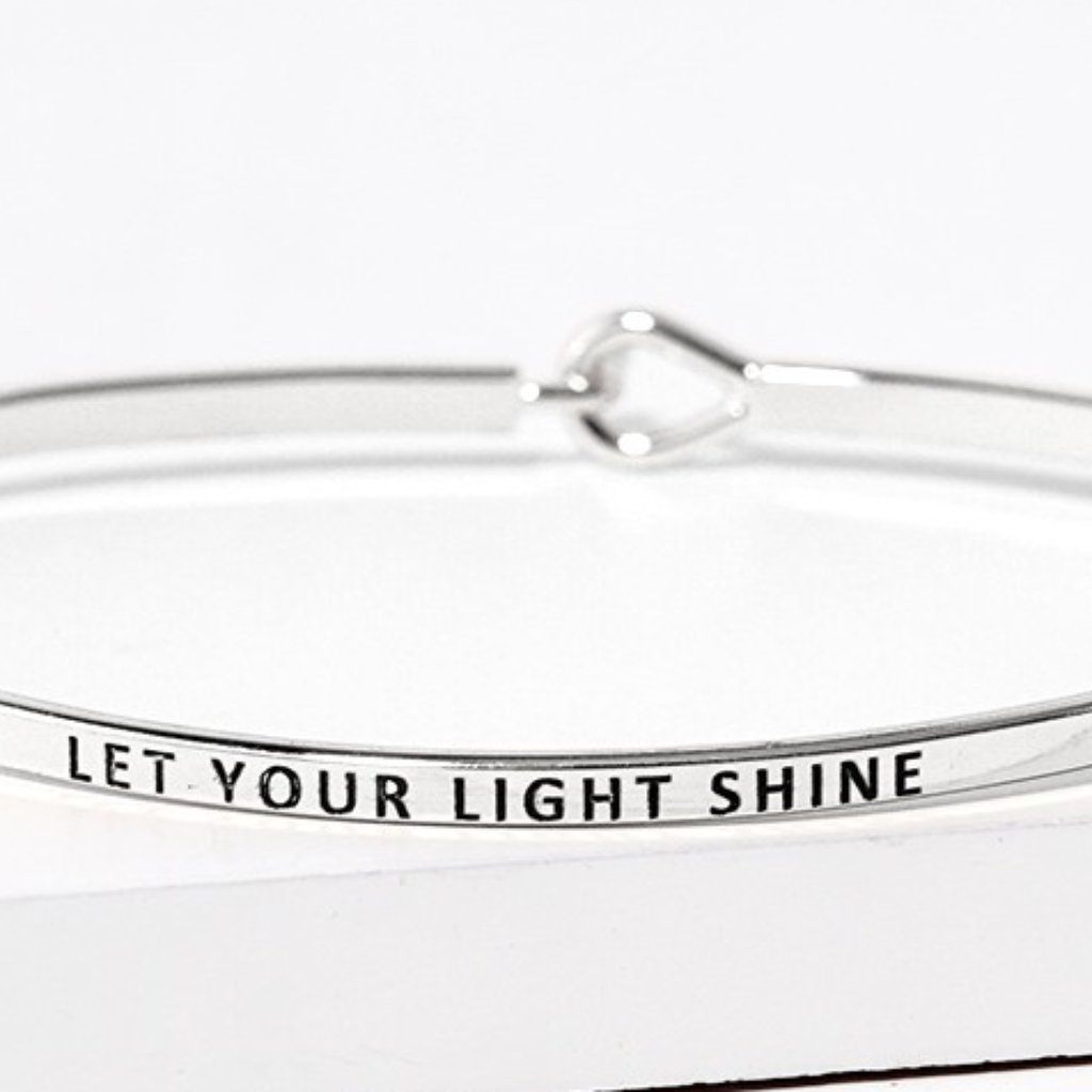 Spiritual Uplifting Engraved Bracelet With The Phrase Let Your Light Shine 25$